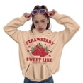 thumbnail image 1 of Bibifish Women Hoodies Back To School Strawberry Graphic Print Casual Long Sleeve Drawstring Hoooded Sweatshirts Cozy Pullovers With Pocket, 1 of 4