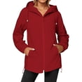 thumbnail image 1 of Bibifish Women Jackets Fall Lightweight Long Sleeve Zip Up Hooded Windbreaker Outdoor Travel Hiking Windproof Breathable Coats With Pocket, 1 of 3
