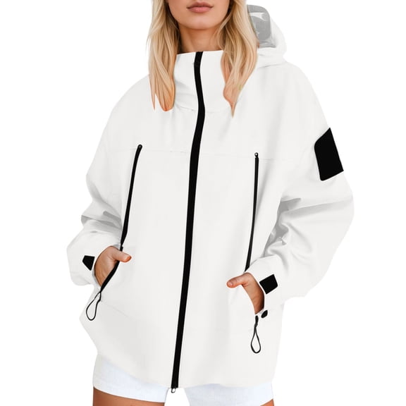 Bibifish Women Jackets Lightweight Windbreaker Outdoor Hiking Zip Up Jackets Fall Hooded Waterproof Versatile Travel Raincoats With Pockets