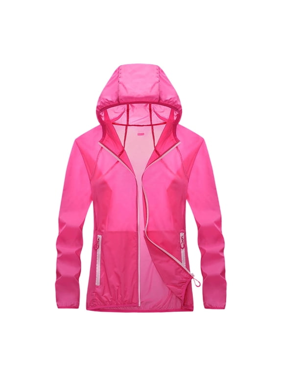 Women Jackets Lightweight Zip Up Hooded Jackets With Pockets Outdoor Travel Summer Shielding Windproof Thin Layer Raincoats