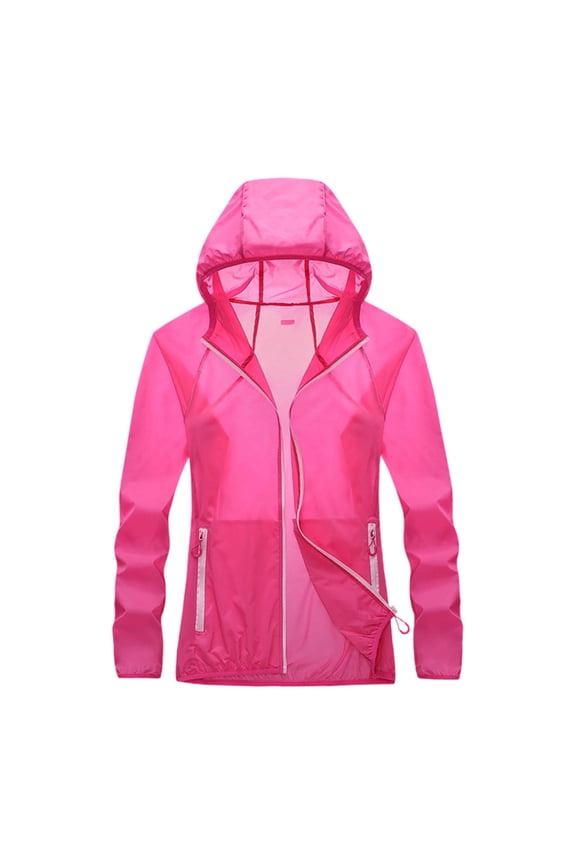 Women Jackets Lightweight Zip Up Hooded Jackets With Pockets Outdoor Travel Summer Shielding Windproof Thin Layer Raincoats