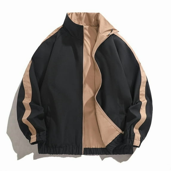 Bibifish Women Jackets Reversible Lightweight Windbreaker Jackets With Stand Collar Striped Travel Hiking Outdoor Zip Up Coats With Pockets