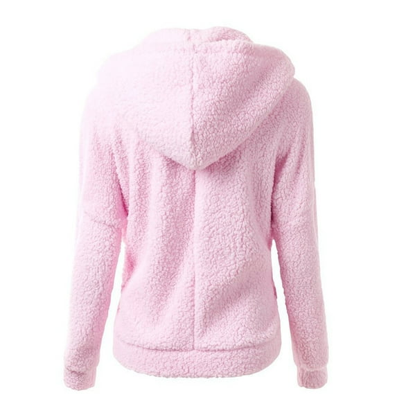 Bibifish Women Jackets Solid Color Thick Fleece Thermal Jackets Winter Hooded Warm Outwear Sweater Zipper Coat Women'S Coat
