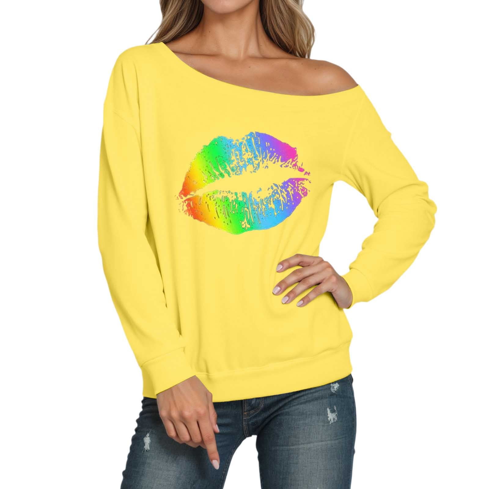 Bibifish Women Off Shoulder Sweatshirts Sexy Side Shoulder Hoodless ...