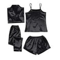 thumbnail image 1 of Bibifish Women Pajama Sets 4 Pieces Women'S Satin Pajamas Sets Cami Tops & Shorts And Lapel Shirt & Long Pants Fall Winter Sleepwear Sets, 1 of 6
