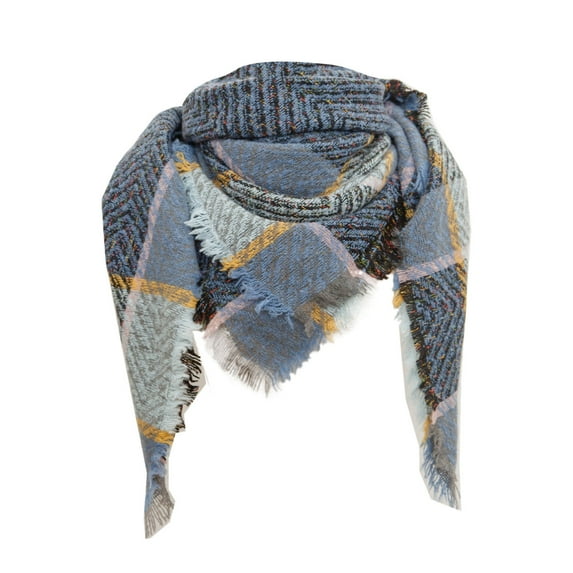 Bibifish Womens Scarf Color Block Plaid Pattern Scarf With Fringes Soft Warm Comfy Fall Winter Stylish Daily Wear Scarf For Ladies