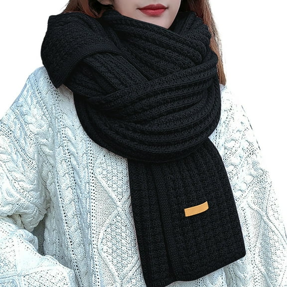 Bibifish Womens Scarf Solid Color Cable Knit Pattern Long Scarf Soft Warm Comfy Fall Winter Daily Wear Trendy Knit Stylish Scarf