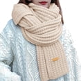 thumbnail image 1 of Bibifish Women'S Scarf Solid Cable Knit Scarf Thick Textured Weave Scarf Trendy Chunky Knit Comfy Warm Winter Knitted Long Scarf, 1 of 4