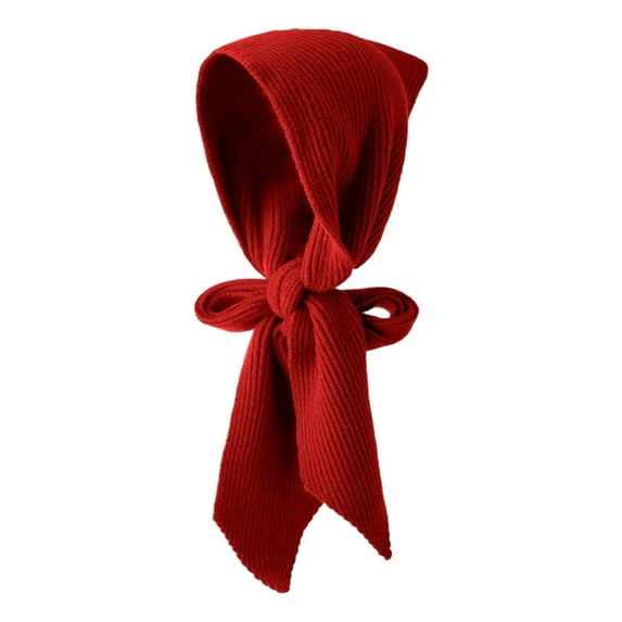 Bibifish Women'S Scarf Solid Color Knitted Head Scarf Stylish Tie Knot Design Ribbed Knit Texture Scarf Trendy Winter Scarf For Ladies