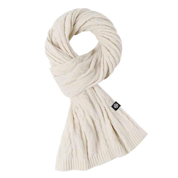 Bibifish Womens Scarf Solid Color Cable Knit Pattern Scarf Soft Stylish Knitted Fall Winter Daily Wear Warm Comfy Scarf For Ladies