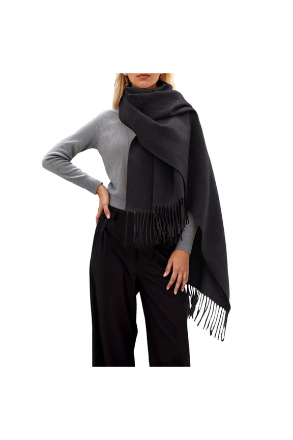 Women'S Scarf Stylish Solid Color Flowing Fringe Scarf Soft Fuzzy Fall Winter Warm Scarf Trendy Elegant Daily Wear Long Scarf