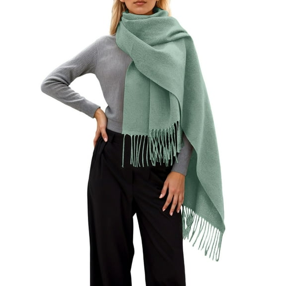 Bibifish Women'S Scarf Stylish Solid Color Flowing Fringe Scarf Soft Fuzzy Fall Winter Warm Scarf Trendy Elegant Daily Wear Long Scarf