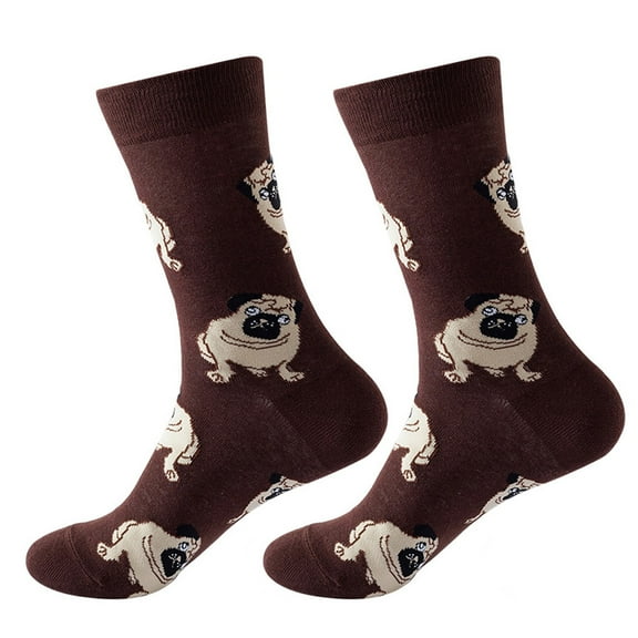Bibifish Women Socks Autumn Winter Dog Printed Medium Cube Socks Soft And Breathable Mid Calf Socks Novelty Funky Ladies Crew Socks