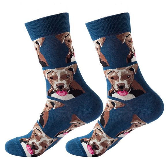 Bibifish Women Socks Autumn Winter Dog Printed Medium Cube Socks Soft And Breathable Mid Calf Socks Novelty Funky Ladies Crew Socks