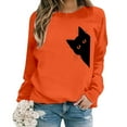 thumbnail image 1 of Bibifish Women Sweatshirts Cat Graphic Print Casual Long Sleeve Crewneck Sweatshirts Fashion Autumn Winter Daily Wear Pullover Tops, 1 of 4
