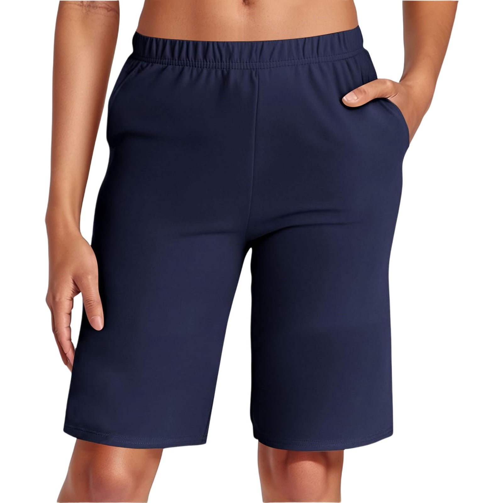 Bibifish Women's Bermuda Knee Length Shorts Solid Color Plus Size ...