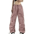 thumbnail image 1 of Bibifish Women's Cargo Wide Leg Pants Multi Pocket Design Lightweight Loose Fit Street Style Wear Pants With Drawstring Details, 1 of 9