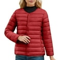 thumbnail image 1 of Bibifish Women's Down Jackets Casual Collarless Button Front Lightweight Jackets Winter Daily Wear Packable Down Jackets With Pockets, 1 of 5