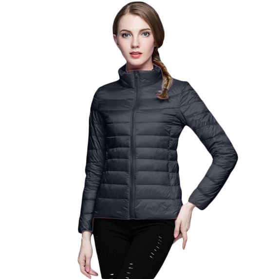 Bibifish Women's Down Jackets Lightweight Packable High Collar Zip Jackets Stain-Resistant Slim Fit Warm Winter Wear Portable Travel Coats