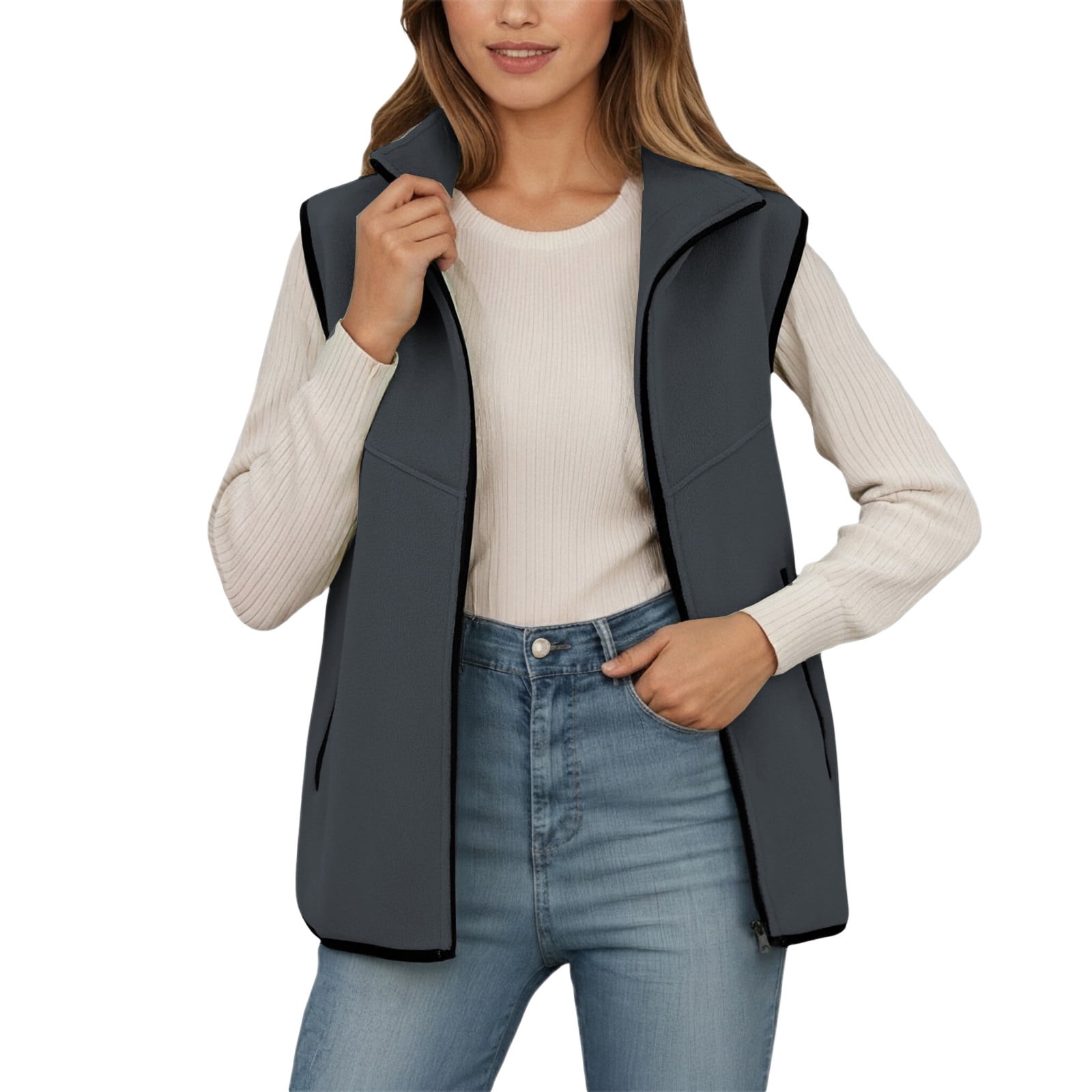Bibifish Women's Fleece Vests Winter Thermal Vests Zip Up Lightweight ...