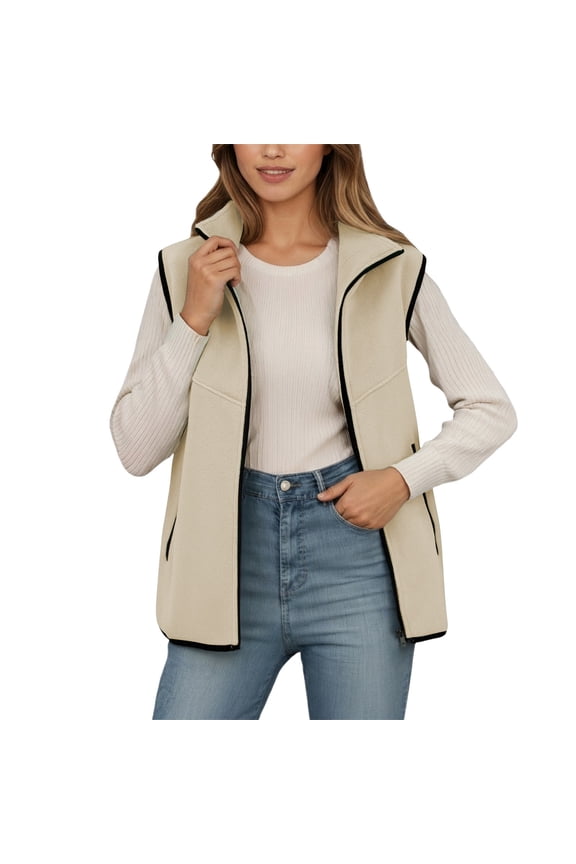 Women's Fleece Vests Winter Thermal Vests Zip Up Lightweight Warm Lined Gilets Collared Sleeveless Fall Winter Daily Wear Zipper Vests