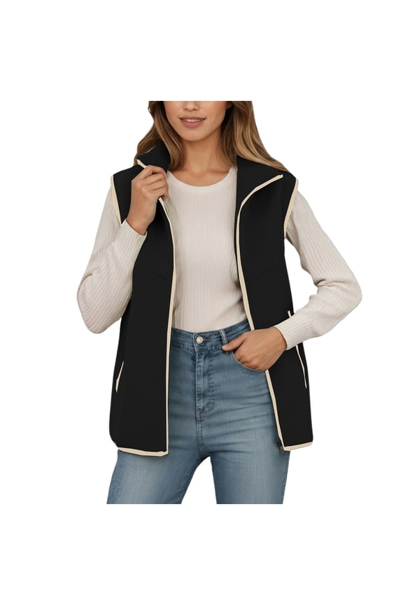 Women's Fleece Vests Winter Thermal Vests Zip Up Lightweight Warm Lined Gilets Collared Sleeveless Fall Winter Daily Wear Zipper Vests