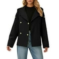 thumbnail image 1 of Bibifish Women's Jackets Solid Color Trench Short High Collar Double Windbreaker Classic Style Comfy Workout Daily Wear Coats, 1 of 6