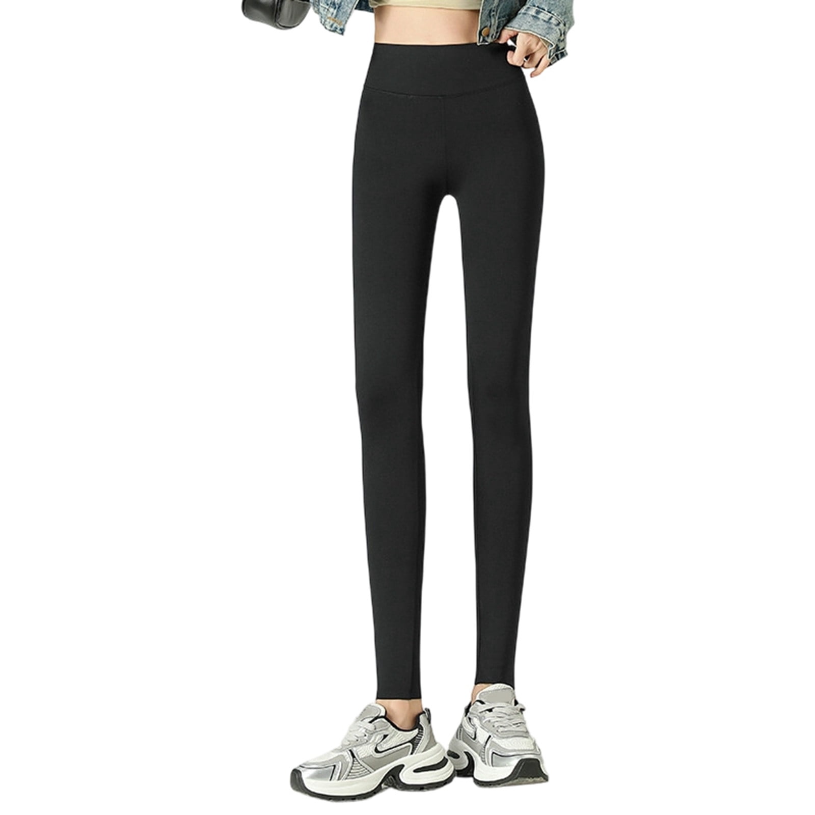 bibifish-women-s-leggings-black-high-waisted-stretch-spandex-fabric
