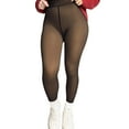 thumbnail image 1 of Bibifish Women's Leggings Brown Sheer High Waisted Stretch Leggings Slim Fit Trendy Plus Sized Fall Winter Casual Wear Lined Leggings, 1 of 6