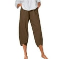 thumbnail image 1 of Bibifish Women's Pants Comfortable High Waisted Casual Cropped Pants 3/4 Length Capri Trousers Relaxed Fit Stylish Bottoms With Pockets, 1 of 8