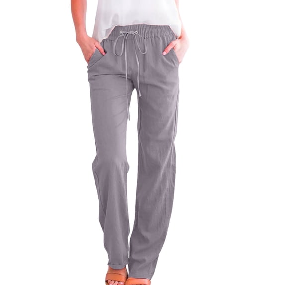 Bibifish Women's Pants Lightweight Drawstring Sweatpants Elastic Waist Solid Color Soft Comfy Loose Fit Daily Wear Pants With Pockets