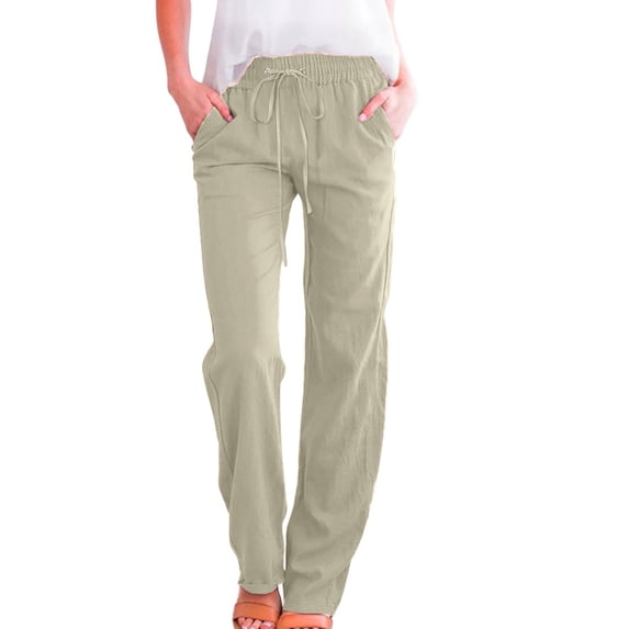 Bibifish Women's Pants Lightweight Drawstring Sweatpants Elastic Waist Solid Color Soft Comfy Loose Fit Daily Wear Pants With Pockets