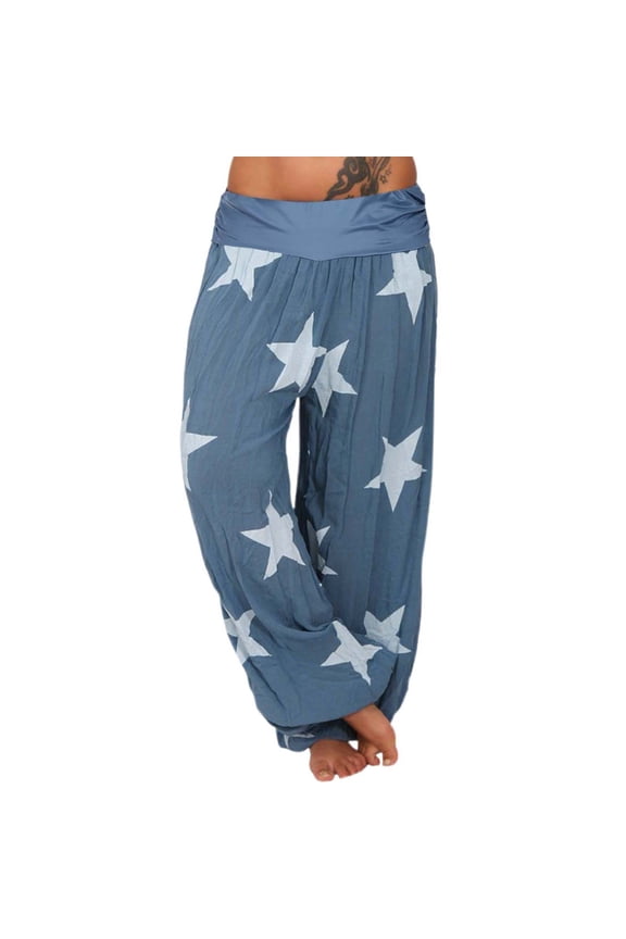 Women's Pants Loose Star Print Plazzo Pants Plus Size Lantern Style Long Pants Casual Soft Daily Loungewear Comfortable Fashion Wear Trousers