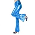 thumbnail image 1 of Bibifish Women's Pants Shiny Pu Leggings Stylish Slim Fit Pants Shiny Leather Flare Leg Long Trousers Party Clubwear Dance Bottoms, 1 of 4