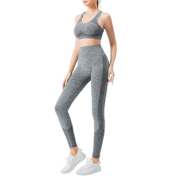 Bibifish Womens 2 Pc Sports Sets Black Racerback Crop Tops & Leggings Breathable Quick Dry Yoga Fitness Daily Cute Yoga Sports Sets