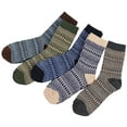 thumbnail image 1 of Bibifish Womens And Mens Socks 5 Pairs Ladies Striped Pattern Socks Winter Warm Socks Thick Knitted Soft Unisex Crew Socks For Women Men, 1 of 3