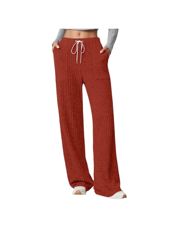 Womens Athletic Pants Color Block Drawstring Barrel Fit Loose Y2K Style Workout Pants With Pockets