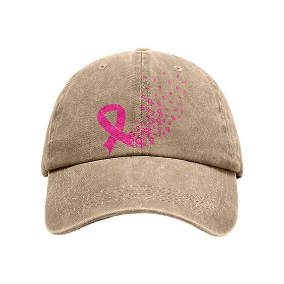 Bibifish Womens Baseball Cap Cancer Awareness Distressed Washed Tone Adjustable Outdoor Sun Headcaps