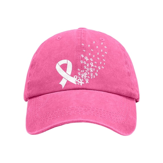 Bibifish Womens Baseball Cap Cancer Awareness Distressed Washed Tone Adjustable Outdoor Sun Headcaps