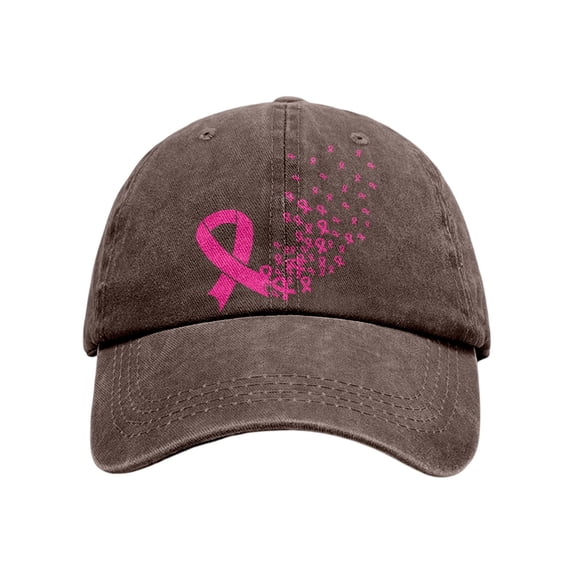 Bibifish Womens Baseball Cap Cancer Awareness Distressed Washed Tone Adjustable Outdoor Sun Headcaps