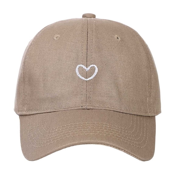 Bibifish Womens Baseball Cap White Heart Embroidery Detail Adjustable Lightweight Cap Soft Casual Daily & Travel Classic Sunshade Cap