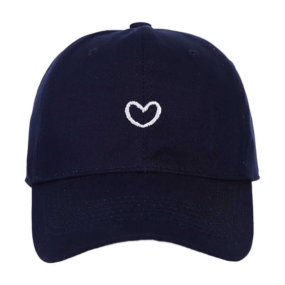 Bibifish Womens Baseball Cap White Heart Embroidery Detail Adjustable Lightweight Cap Soft Casual Daily & Travel Classic Sunshade Cap