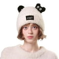 thumbnail image 1 of Bibifish Womens Black Cat Shape Fluffy Beanie Hat With Cat Patch Ear Flaps Soft Fleece Lined Cozy Warm Hat Winter Casual Wear Funny Stylish Hats, 1 of 4
