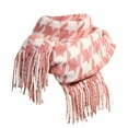 thumbnail image 1 of Bibifish Womens Black White Houndstooth Scarf Soft Flowy Fabric with Tassel Autumn Winter Retro Cozy Casual Outdoor Daily Shawl, 1 of 3