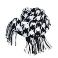 thumbnail image 1 of Bibifish Womens Black White Houndstooth Scarf Soft Flowy Fabric with Tassel Autumn Winter Retro Cozy Casual Outdoor Daily Shawl, 1 of 4