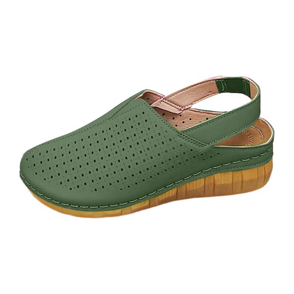 Bibifish Womens Block Heel Mule Sandals Chic Wide Strap Platform Wooden Heel Slip On Ladies Sandals Summer Resort Everyday Wear Sandals