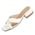 thumbnail image 1 of Bibifish Womens Block Heel Mule Sandals Square Toe Crisscross Band Smooth Upper Slip On Slide Open Toe Summer Evening Wear Ladies Sandals, 1 of 8