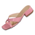 thumbnail image 1 of Bibifish Womens Block Heel Mule Sandals Square Toe Crisscross Band Smooth Upper Slip On Slide Open Toe Summer Evening Wear Ladies Sandals, 1 of 8