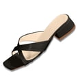 thumbnail image 1 of Bibifish Womens Block Heel Mule Sandals Square Toe Crisscross Band Smooth Upper Slip On Slide Open Toe Summer Evening Wear Ladies Sandals, 1 of 8