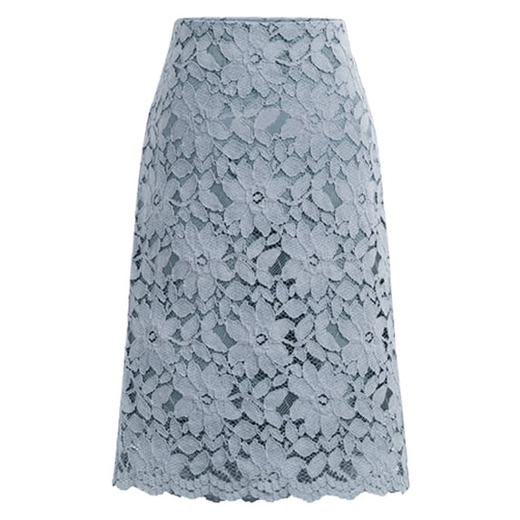 Bibifish Womens Bodycon Pencile Skirts Lace Wrapped Medium Mid-Length Sheath Skirts Zip Band Curve Evening Party Dressy Chic Wear